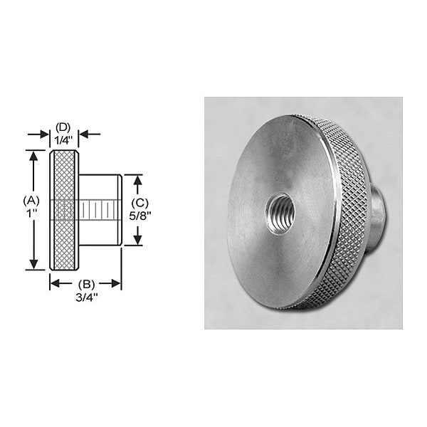 S & W Manufacturing Knrl Knob Tap Thru, SS, 1/4-20", 1" dia. - WTRT-023