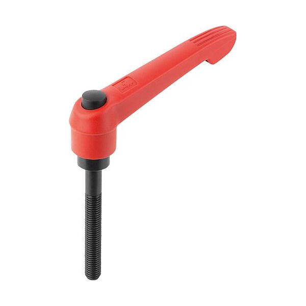 Kipp Adjustable Handle With Push Button, Size: 2, M08X60, Plastic Red, Comp: Steel, Button: Black - K0269.73208X60