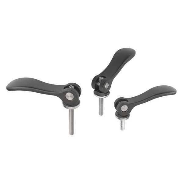 Kipp Cam Lever Adjustable Size: 0 M05X30, A=52, 3, B=18, Aluminum Black Powder-Coated, Comp: Steel - K0006.0501105X30