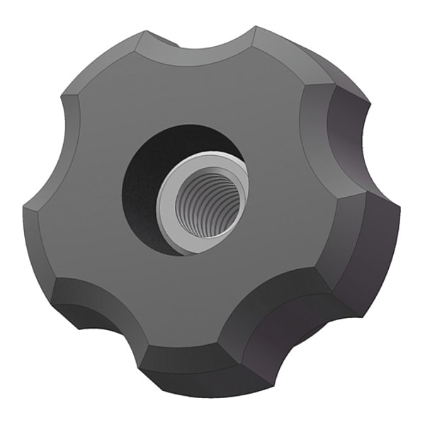 Innovative Components Fluted Knob, 1/4-20 Thread Size, 0.875"L, Thru, Locking Tap, Steel - GN4C----F4-L-21