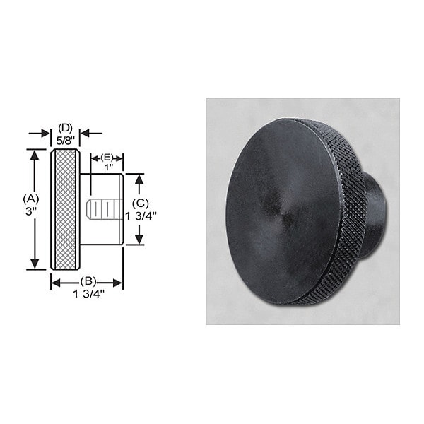 S & W Manufacturing Knrl Ctrl Knob Tap, Stl, 5/8-11", 3" dia. - SKT-032