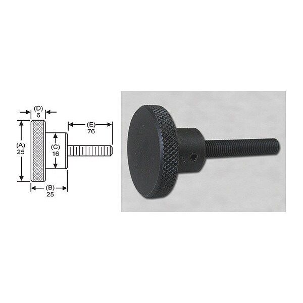 S & W Manufacturing Knrl Knob Stud, M8, 25mm dia., 76mm, Steel - MSKS-018