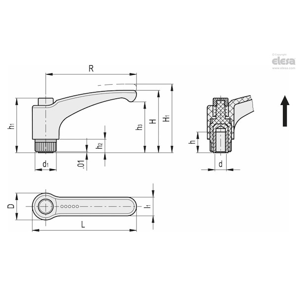 Elesa Brass boss, threaded hole, ERX.78 B-3/8-16-C1 - ERX-B (INCH SIZES)