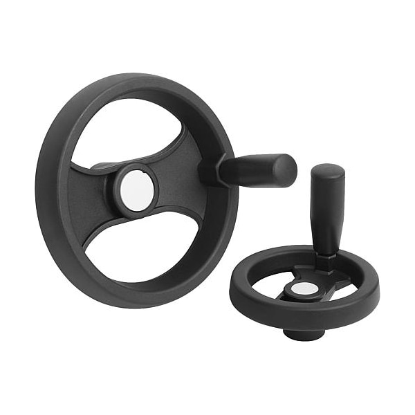 Kipp Handwheel, 2-spoke plastic, Dia. 252, bore 20, key 6 mm. Revol. grip. - K0725.5250X20