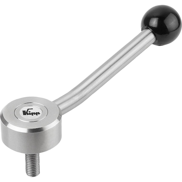 Kipp Tension Lever Flat Size:2 M10X60, A=127, Form:15° Stainless Steel 1.4305, Comp:Plastic - K0129.2102X60