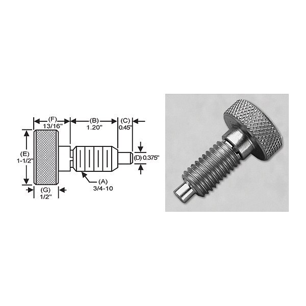 S & W Manufacturing Knurled Non Lck Knob, 316SS, Ns P, 3/4-10" - SKNL-6-316