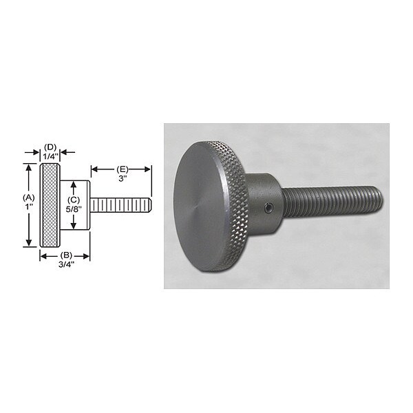 S & W Manufacturing Knrl Knob Stud, 1/4-20", 1" dia., 3" Std, Base Dia. (In.): 0.625 - WSS-016