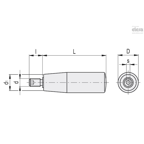 Elesa Cylindrical revolving handles, I.301/80+x-M8 - I.301+X