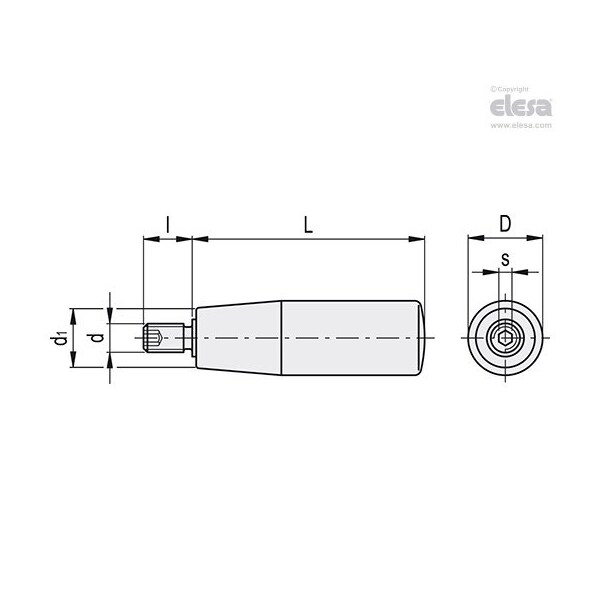 Elesa Cylindrical revolving handles, I.301/100+x-M12 - I.301+X