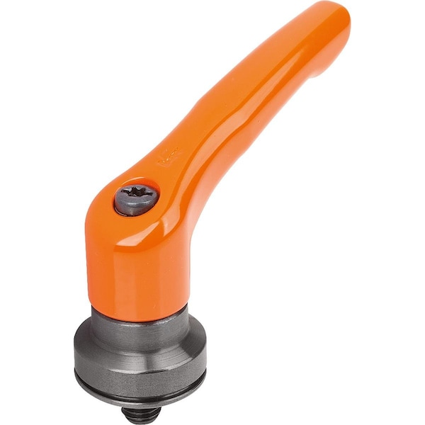 Kipp Adjustable Handle W Clamp Force Intensif Size:4 M10X50, Zinc Orange, Comp:Steel Black Oxidized - K1599.4102X50