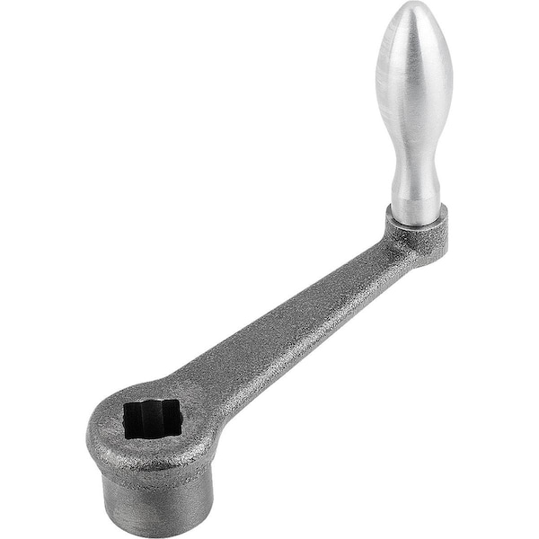 Kipp Crank Handle To DIN 469 Square Socket Sw=10 +0, 2, A=63, H=80, Form:F Mach Handle Fixed, Iron - K0685.106X10