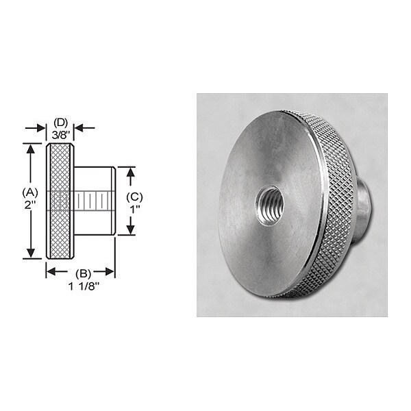S & W Manufacturing Knrl Knob Tap Thru, SS, 3/8-16", 2" dia. - WTRT-027