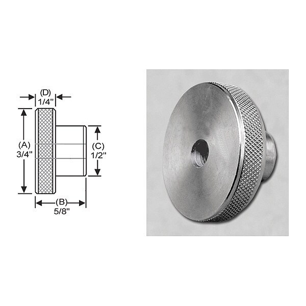 S & W Manufacturing Knurled Knob, Ream, Ns Screw, 1-4", 3/4"dia. - WHRT-042