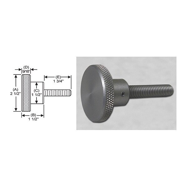 S & W Manufacturing Knrl Knob Stud, 1/2-20", 2.5"dia., 1.75"Std, Base Dia. (In.): 1-1/2 - WSSF-028