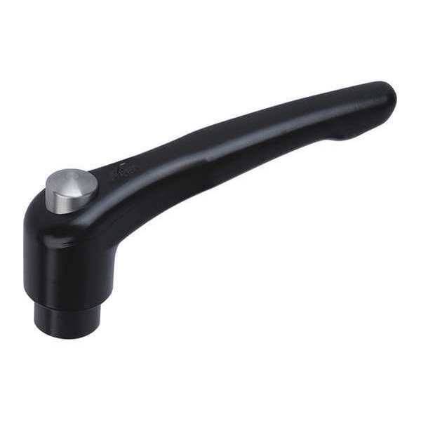 Kipp Adjustable Handle, Mod. Design, Protective Cap Sz. 3, M10, Cast Zinc Black Satin, Comp: Steel - K0122.93101