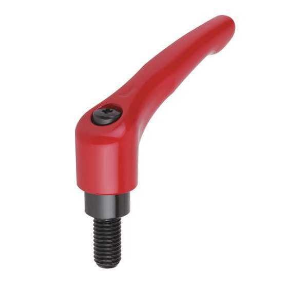 Kipp Adjustable Handle, Modern Design, Sz. 1, M06X15, Die Cast Zinc Red RAL 3003, Comp: Steel - K0122.10627X15