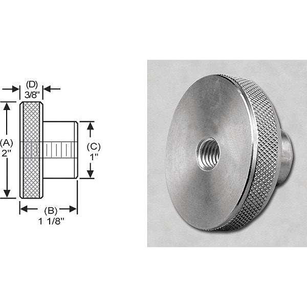 S & W Manufacturing Knrl Knob Tap Thru, SS, 1/2-13", 2.5" dia. - WTRT-029