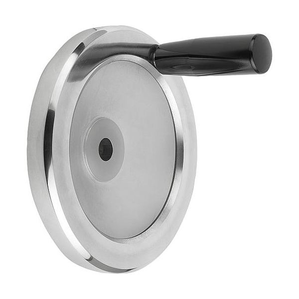 Kipp Disc Handwheel Diameter D1= 100 mm, Reamed Hole D2= 0.375" Aluminum, Comp: Thermoset, Revolving Grip - K0161.4100XCO
