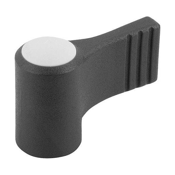 Kipp Wing Grip, One-Sided, Size: 2 D=M08, A=37, 5, H=36, Form: K, Body Black, Cap Gray, Stainless Steel - K0608.02085