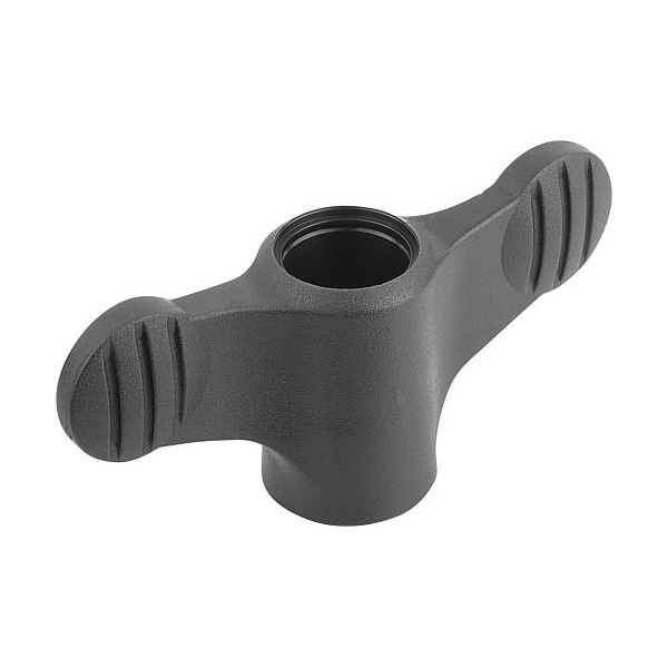 Kipp Wing Grip D=8-32 Tapped Through Thread A=38, H=18, Form: D, Plastic Black, Comp: Stainless Steel - K0274.109AE