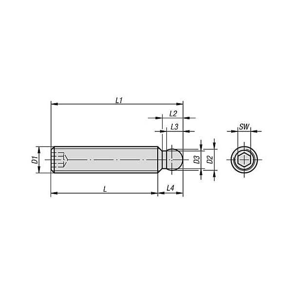 Kipp Grub Screws with ball thrust point - K0391.12X70