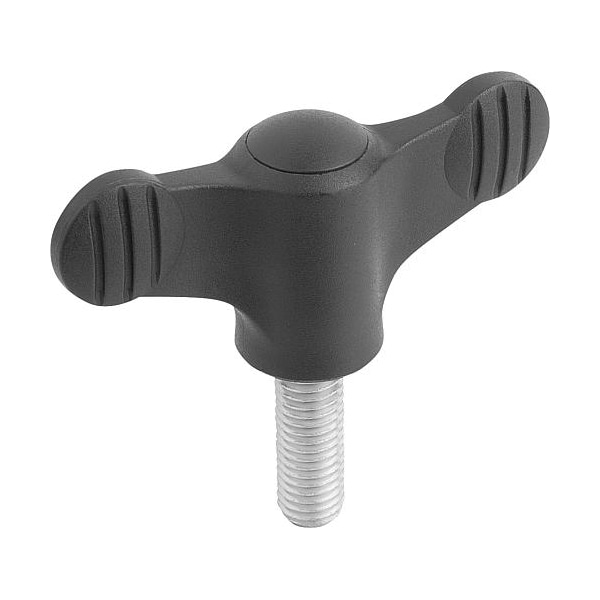 Kipp Wing Grip D=10-32X10 A=38, H=18, Form: L, Plastic Black, Comp: Steel, Blue-Passivated - K0274.9A16X10