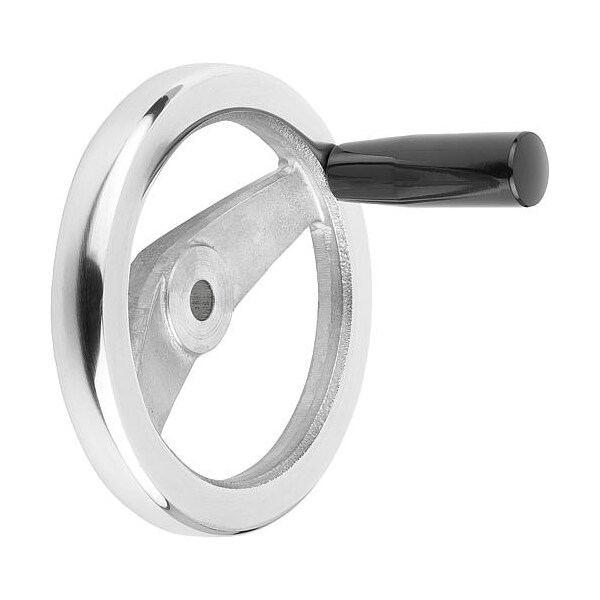 Kipp 2-Spoke Handwheel, Aluminum, Diameter D1= 125, Bore Dia. D2= 12 mm, Fixed Grip, Thermoset - K0162.2125X12
