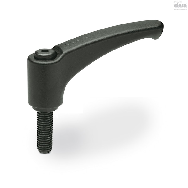 Elesa Black-oxide steel clamping element, threaded screw, ERM.63 p-M6x25-C2 - ERM-P