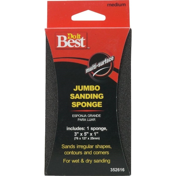 Esponja de lijado mediano de grano 80, todo uso jumbo de 3 pulgadas x 5 pulgadas x 1 pulgada - 352616GA