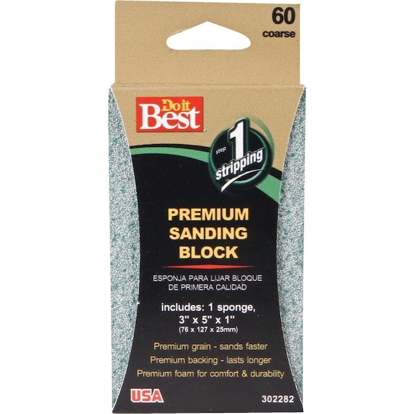 Esponja de lijado grueso de 60 granos All-Source Premium 3 pulgadas x 5 pulgadas x 1 pulgada - 7361004
