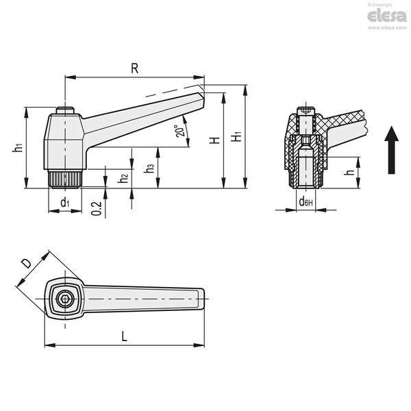 Elesa Black-oxide steel threaded stud, MR.63 p-M8x40-C9 - MR-P