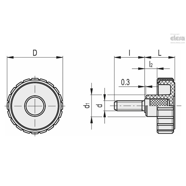 Elesa Zinc-plated steel threaded stud, MBT.40 p-M6x40-C9 - MBT-P