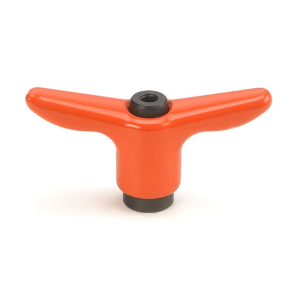 Morton Adjustable Handle, T-Handle Design, Cast Zinc, M5 Internal Thread, 50mm Handle Diameter, Safety Orange Handle - TH-202-OR