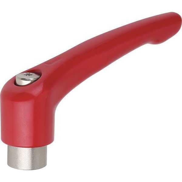 Kipp Adjustable Handle, Size: 2 M08, Zinc Red RAL 3003, Comp: Stainless Steel - K0123.20827