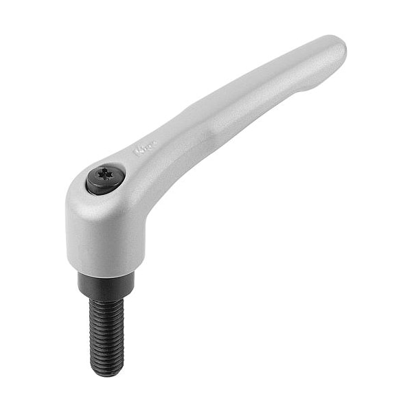 Kipp Adjustable Handle, Modern Design, Sz. 0, M05X25, Die Cast Zinc Silver Metallic, Comp: Steel - K0122.0053X25
