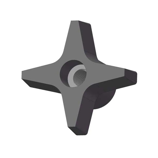 Innovative Components Four Prong Knob, 1/4-20 Thread Size, 1"L, Thru Tap, Steel - GN4C----4P4--21