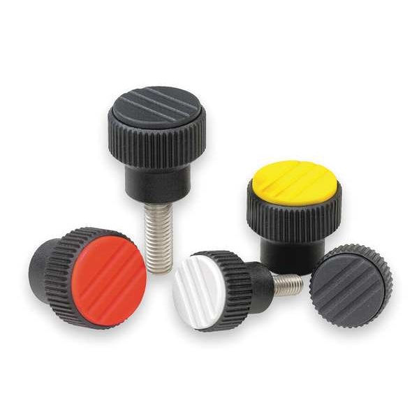 Kipp Knurled Knob, Thermoplastic, Black, D= M05X20, D1= 21, H= 22, Comp: Steel, Cap: Black - K0247.105X20