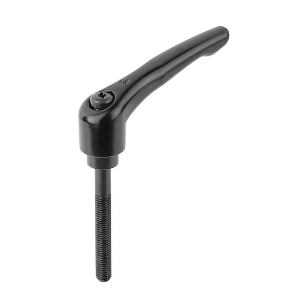 Kipp Adjustable Handle, Modern Design, Sz. 4, M10X90, Die Cast Zinc Black Satin, Comp: Steel - K0122.4101X90