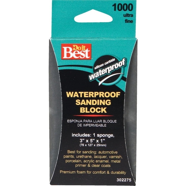 Esponja para lijar ultrafina resistente al agua de 3 pulgadas x 5 pulgadas x 1 pulgada, granulo 1000 - 8333004