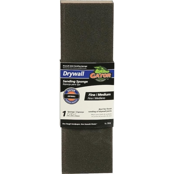 Esponja de lijado Gator 7312, 10 pulgadas de largo, 3 pulgadas de ancho, Fina, Media, Abrasivo de óxido de aluminio - 731210