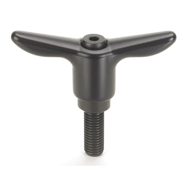 Morton Adjustable Handle, T-Handle Design, Plastic Handle, 3/8"-16 x 1.57" Steel External Thread, 3.07" Handle Diameter - THP-306