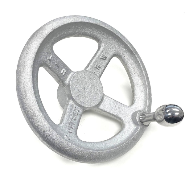 Morton Spoked Offset/Dished Type Aluminum Hand Wheel with Handle, 4in Diameter, 1-1/4inSolid Hub - OHW-4A W/H20