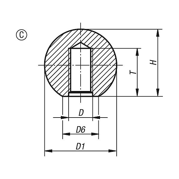 Kipp Thermoset ball knob, M08 threads, 32 mm diameter - K0159.13208