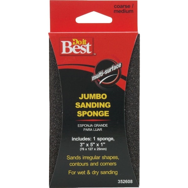 Esponja de lijado mediano/grueso todo en uno de 3 pulg. x 5 pulg. x 1 pulg. de grano 36/80 - 352608GA