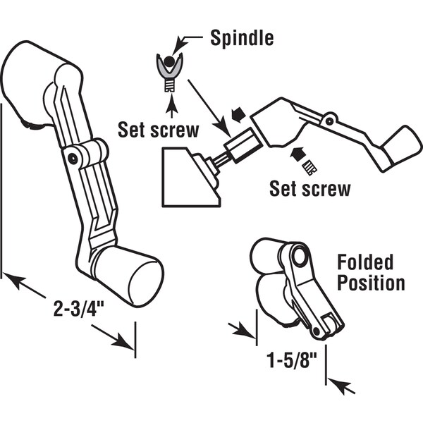 Prime-Line Universal Folding Crank Handle, Fits Most Spindles, Aluminum Single Pack - H 3959