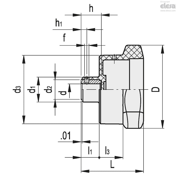 Elesa Lobe knob for gravity indicators, VC.792/98-GXX2 A-3/8 - VC.792-GXX (INCH SIZES)