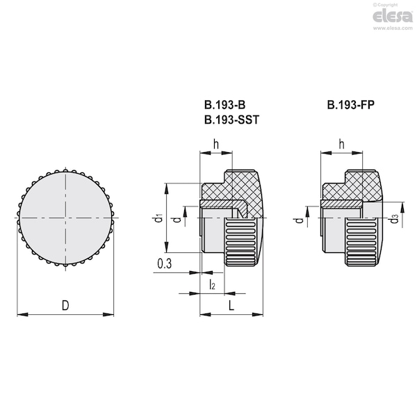 Elesa Zinc-plated steel threaded stud, B.193/20 p-M6x16 - B.193-P