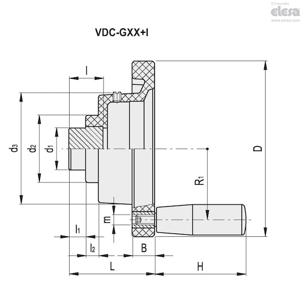 Elesa For gravity drive indicators, with revolving handle, VDC.160-GXX2+I - VDC-GXX+I