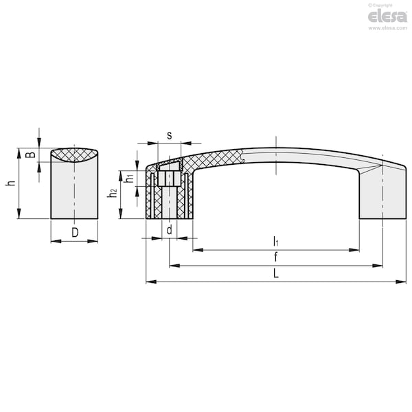 Elesa Pass-through holes for front mounting, EBP.140-6-C1 - EBP.