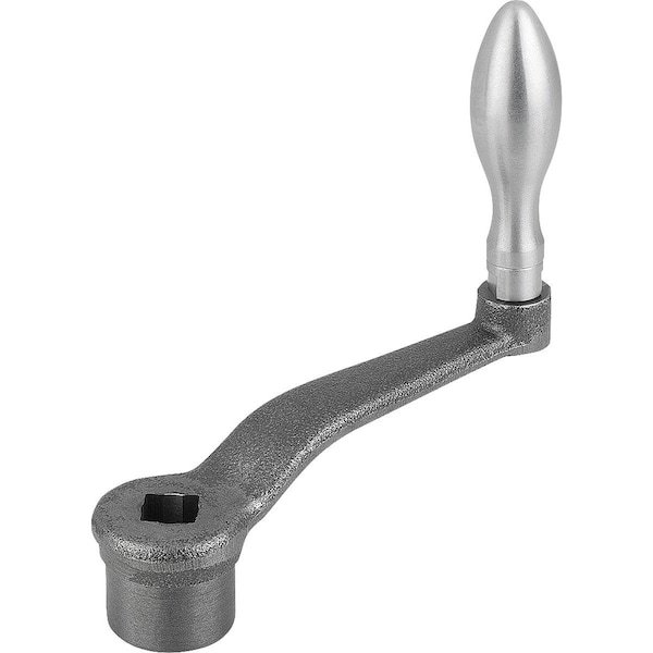 Kipp Crank Handle Sim To DIN468 Square Socket Sw=10 +0, 2, A=80, H=109, Form:D Mach Handle Revol, Iron - K0684.208X10